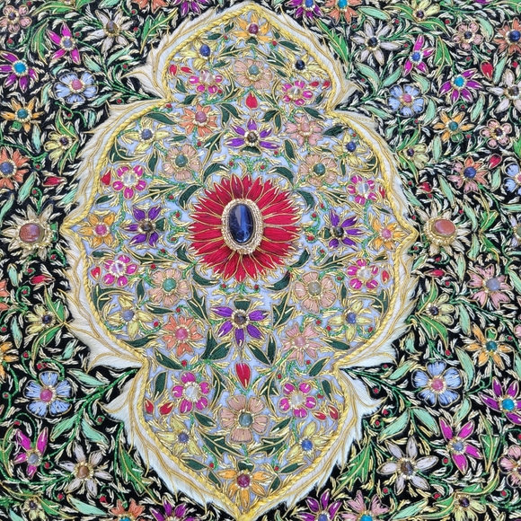 Semi precious stones Carpet Handmade Embroidered Wall Hanging from Hyderabah. - Picture 4 of 10